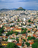 Plaka district and Likavitos hill. Athens. Greece