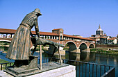 Covered bridge over Ticino River. Pavia. Lomardy, Italy