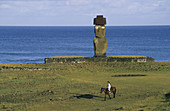 Ahu Ko Te Riku, Tahai ceremonial complex. Easter Island. Chile.