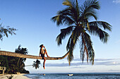 Coconut palm at Matira Point, Bora Bora. Leeward Islands, French Polynesia