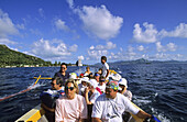 Tourists on Wind Song , port of Uturoa. Raiatea. Leeward Islands, French Polynesia
