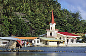Church, Marae. Huahine. Leeward Islands, French Polynesia