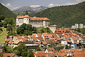 Town & Skofja Loka Castle. Skofja Loka. Gorenjska. Slovenia.