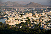 City Palace Complex. Morning from Devi Temple Hill. Udaipur. Rajasthan. India.