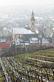 Town view of Alsatian Wine Village in Winter. Riquewihr. Haut-Rhin. Alsace. France.