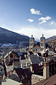 Town View with Collegiale Notre Dame Church. Ville Haute. High Town from the Fort du Chateau. Europe s Highest Town (elev. 4334Ft/1321 M). Briançon. Haut-Alpes. French Alps. France.