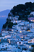 Evening View of Capri Town from via Castello. Capri. Bay of Naples. Campania. Italy.