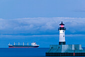 Duluth Harbor. Shipping Channel Lighhouse. Evening. Duluth. Minnesota. USA.