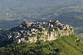 Morning View of Hill Town from Enna, Calascibetta. Sicily, Italy