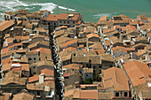 Town Overview from La Rocca Mountain, Cefalu. Sicily, Italy