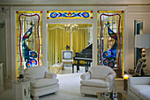 Living Room, Former Residence of Elvis Presley, Graceland, Memphis. Tennessee, USA
