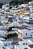 Town view. Evening. Lindos. Rhodes. Dodecanese, Greece