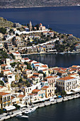 View of Symi Harbor. Symi Town/Gialos. Dodecanese, Greece
