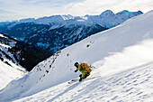 Skier freeriding, Disentis, Grisons, Switzerland