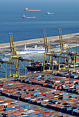 Containers terminal. Barcelona harbour. Catalunya. Spain