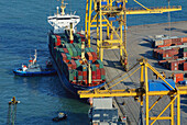 Loading containers. Barcelona harbour. Spain