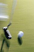 Close up of putting golf ball.