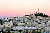 Coit Tower and Telegraph Hill at twilight, San Francisco. California, USA