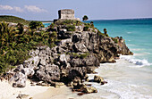 Temple of wind god. Mayan ruins. Tulum. Mexico