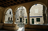 St. Michael s Church from arched loggia, town of Korkula. Korcula Island, Dalmatia. Croatia