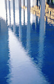 reflections in a pool at Music Center, Los Angeles, California, USA