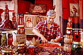 Italy, Sicily, Palermo. Vucciria Market. Peperoni dressing and paste