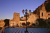 Italy, Sicily. Taormina. Piazza IX Aprile. San Giorgio & San Guiseppe.