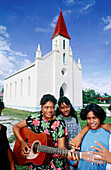 Christian church. Rangiora atoll. French Polynesia. Pacific Ocean
