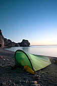Camping. Sea of Cortez, Isla Danzante, sunrise. Baja California Sur. Mexico.