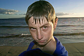 beach Boy with upset expression