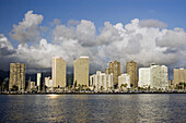 Honolulu and Waikiki harbor, Oahu, Hawaii, USA