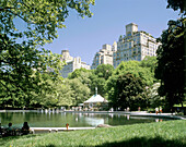 Sailing pond at Central Park West, Manhattan. New York City, USA