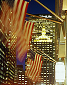 US flags at Park Avenue, Manhattan. New York City, USA
