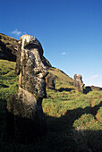 Moai statues, face. Rano Raraku, Eastern Island. Chile