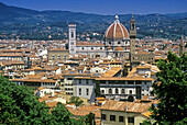 Santa Maria del Fiore cathedral, overview on Florence. Tuscany, Italy