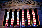 Holiday decorations on the New York Stock Exchange building. New York City. USA