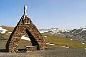 Monument to the Virgen de las Nieves, near the Pico Veleta. Sierra Nevada. Granada province. Andalusia. Spain