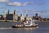 Liverpool Skyline, Ferry, River Mersey, Liverpool, Merseyside, England