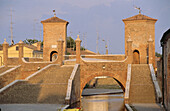 Towered bridge over Po River. Comacchio. Emilia-Romagna, Italy