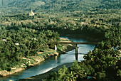 Namkhane river and Vat Phonephao. Luang Prabang. Laos.