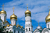 Domes of Cathedral of St. Michael the Arcangel, Kremlin. Moscow. Russia
