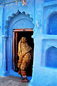 Woman at the blue villaje. Jodhpur. Rajasthan, India