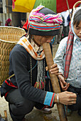 Vietnam. North Vietnam. Bac Ha area. Sunday market at Bac Ha. Flower Hmong ethnic group.