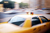 Taxi in motion. New York City. USA