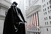 Washington Monument, Wall Street in winter. New York City. USA