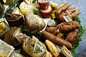 Typical produces: sobrasada, camallots, cheeses,... Majorca, Balearic Islands. Spain