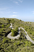 Winding road leading to Ermita de Betlem, Artà. Majorca. Balearic Islands. Spain
