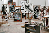 Fundación Pilar i Joan Miró in Palma de Mallorca, workroom and house of the internationally famous artist. The workroom remains untouched since the last time Miró was here. Majorca. Balearic Islands. Spain