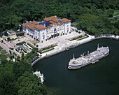 Aerial: viscaya palace, Miami, Florida, USA.