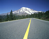 Road: Mount Rainier, Rainiernational park, Washington state, USA.
